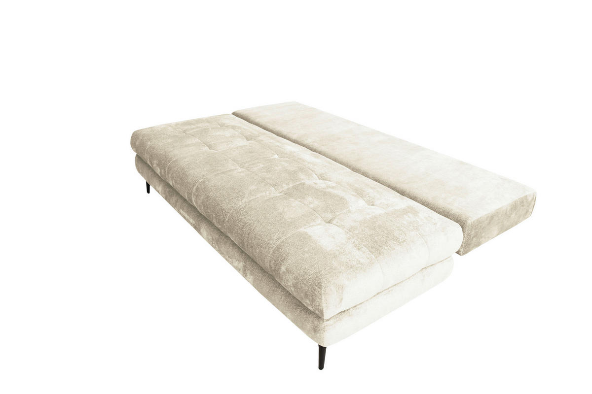 SCHLAFSOFA Chenille Creme  - Creme/Schwarz, KONVENTIONELL, Textil/Metall (203/94/96cm) - Carryhome