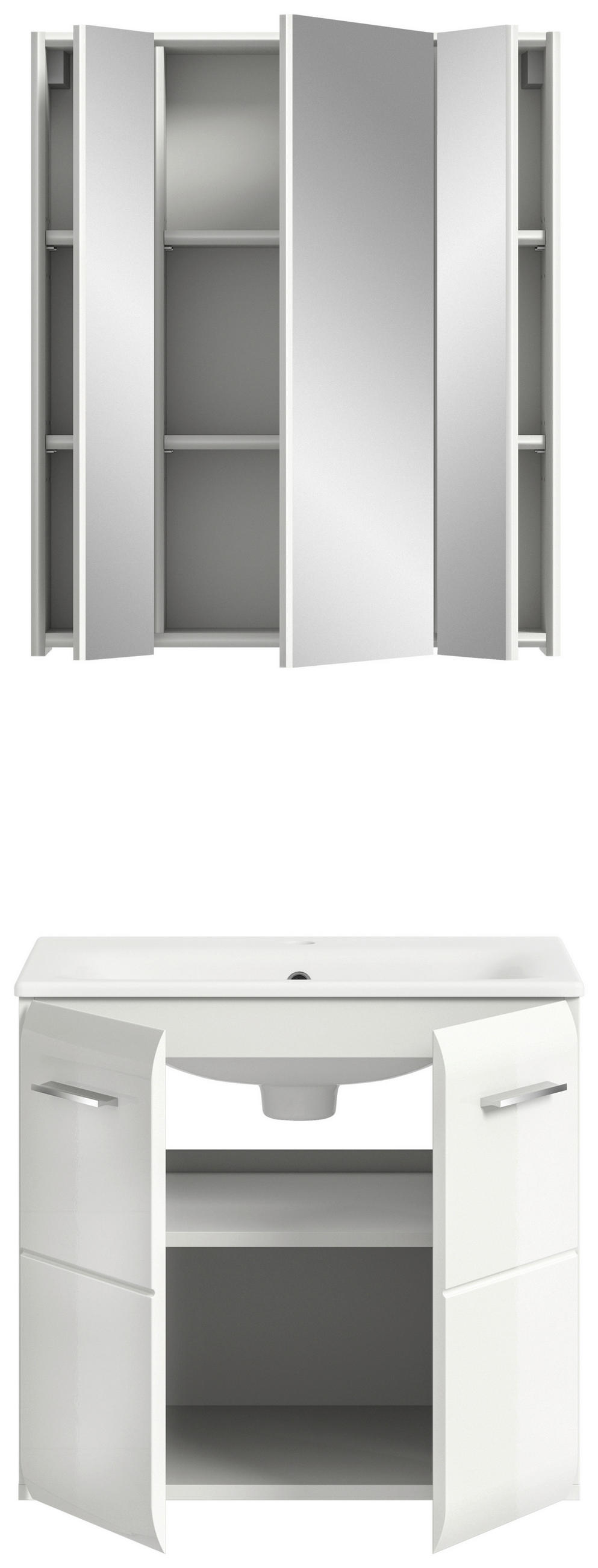 BADEZIMMER 2-teilig 60 cm  - Weiss Hochglanz/Weiss, Modern, Keramik/Holzwerkstoff (60cm) - MID.YOU