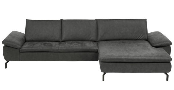 ECKSOFA Anthrazit Mikrofaser  - Anthrazit/Schwarz, Design, Textil/Metall (341/181cm) - Dieter Knoll