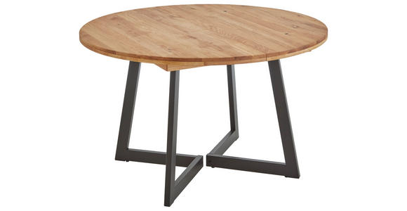 ESSTISCH Eichefarben rund  ausziehbar  - Eichefarben/Schwarz, KONVENTIONELL, Holz/Metall (110-170/110/75cm) - Linea Natura