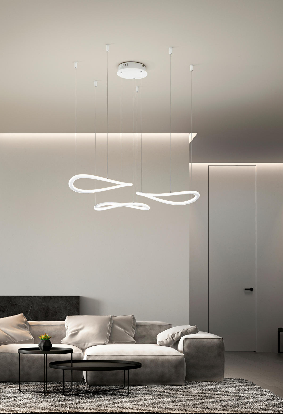 LED-PENDELLEUCHTE 82/200 cm  - Weiß, Design, Kunststoff/Metall (82/200cm) - Fabas Luce