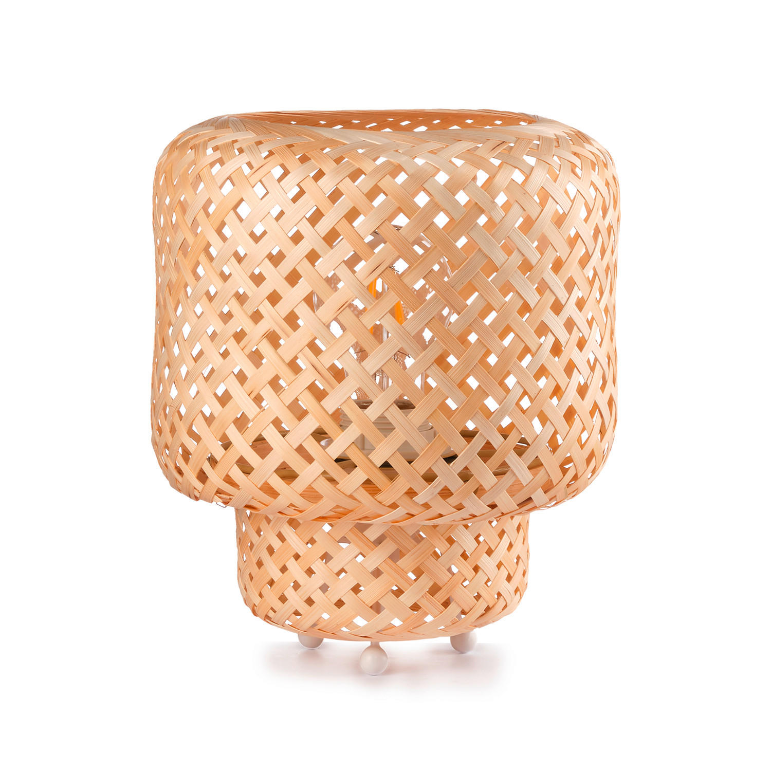 TISCHLEUCHTE BAMBOO 20/20/22 cm   - Buchefarben/Weiß, Natur, Holz/Kunststoff (20/20/22cm)