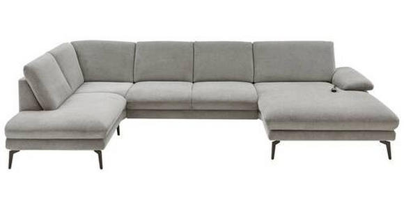 WOHNLANDSCHAFT in Webstoff Grau - Schwarz/Grau, Design, Textil/Metall (208/344/180cm) - Dieter Knoll