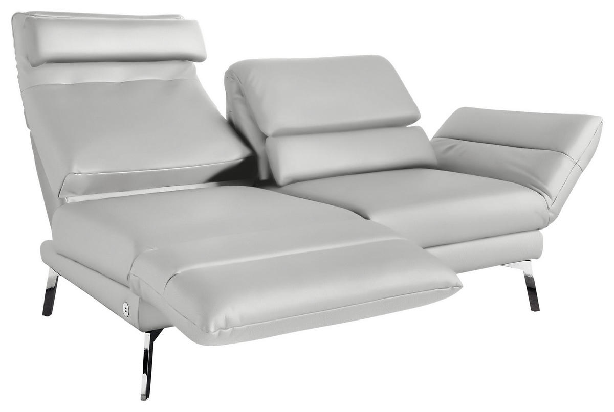 2-SITZER-SOFA in Echtleder Hellgrau  - Chromfarben/Hellgrau, Design, Leder/Metall (178-226/82/96-177cm) - Dieter Knoll