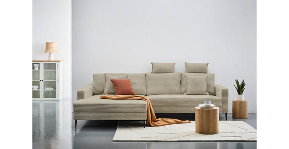 ECKSOFA  in Cord Greige  173/276 cm  - Greige/Schwarz, KONVENTIONELL, Textil/Metall (173/276cm) - Carryhome