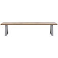 SITZBANK 180/45/40 cm  in Wildeiche, Edelstahlfarben  - Wildeiche/Edelstahlfarben, ROMANTIK / LANDHAUS, Holz/Metall (180/45/40cm) - Waldwelt