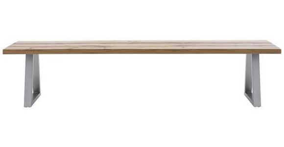 SITZBANK 180/45/40 cm in Wildeiche, Edelstahlfarben - Wildeiche/Edelstahlfarben, ROMANTIK / LANDHAUS, Holz/Metall (180/45/40cm) - Waldwelt