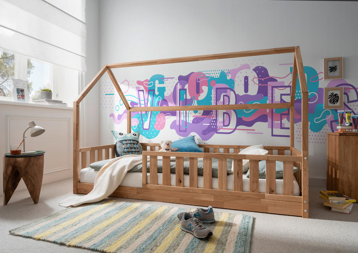 BODENBETT. 120/200 cm  in Wildeiche  - Wildeiche, LIFESTYLE, Holz (120/200cm) - Ben'n'jen