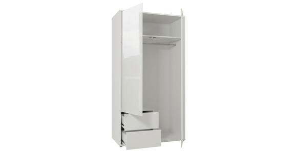 DREHTÜRENSCHRANK 115/214/60 cm,  in Weiß, Weiß Hochglanz, 2-türig  - Weiß Hochglanz/Weiß, Trend, Holzwerkstoff (115/214/60cm) - Carryhome