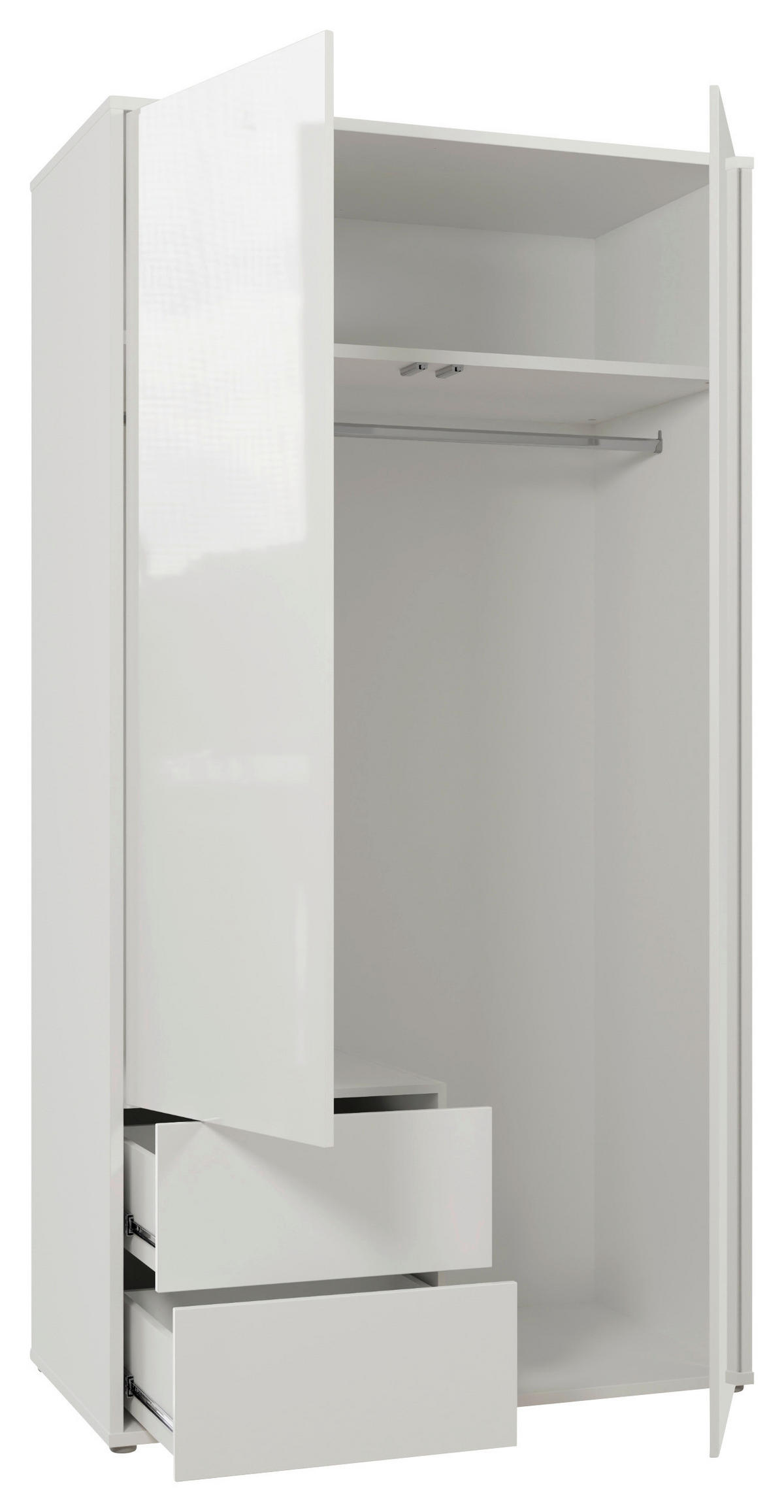 DREHTÜRENSCHRANK 115/214/60 cm,  in Weiß, Weiß Hochglanz, 2-türig  - Weiß Hochglanz/Weiß, Trend, Holzwerkstoff (115/214/60cm) - Carryhome