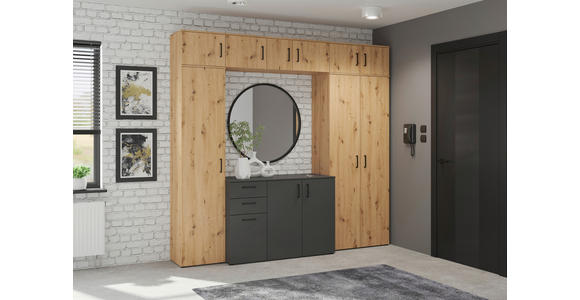 AUFSATZSCHRANK 45/35/40 cm  - Schwarz/Eiche Artisan, MODERN, Holzwerkstoff/Kunststoff (45/35/40cm) - Carryhome