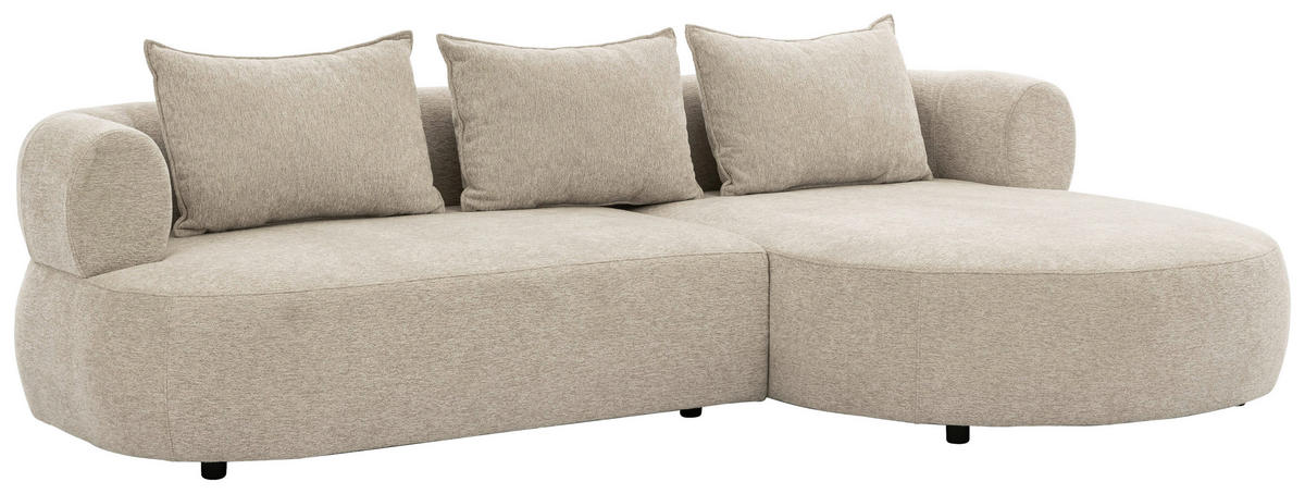 ECKSOFA in Chenille Beige  256/156 cm  - Beige/Schwarz, Design, Kunststoff/Textil (256/156cm) - Livetastic