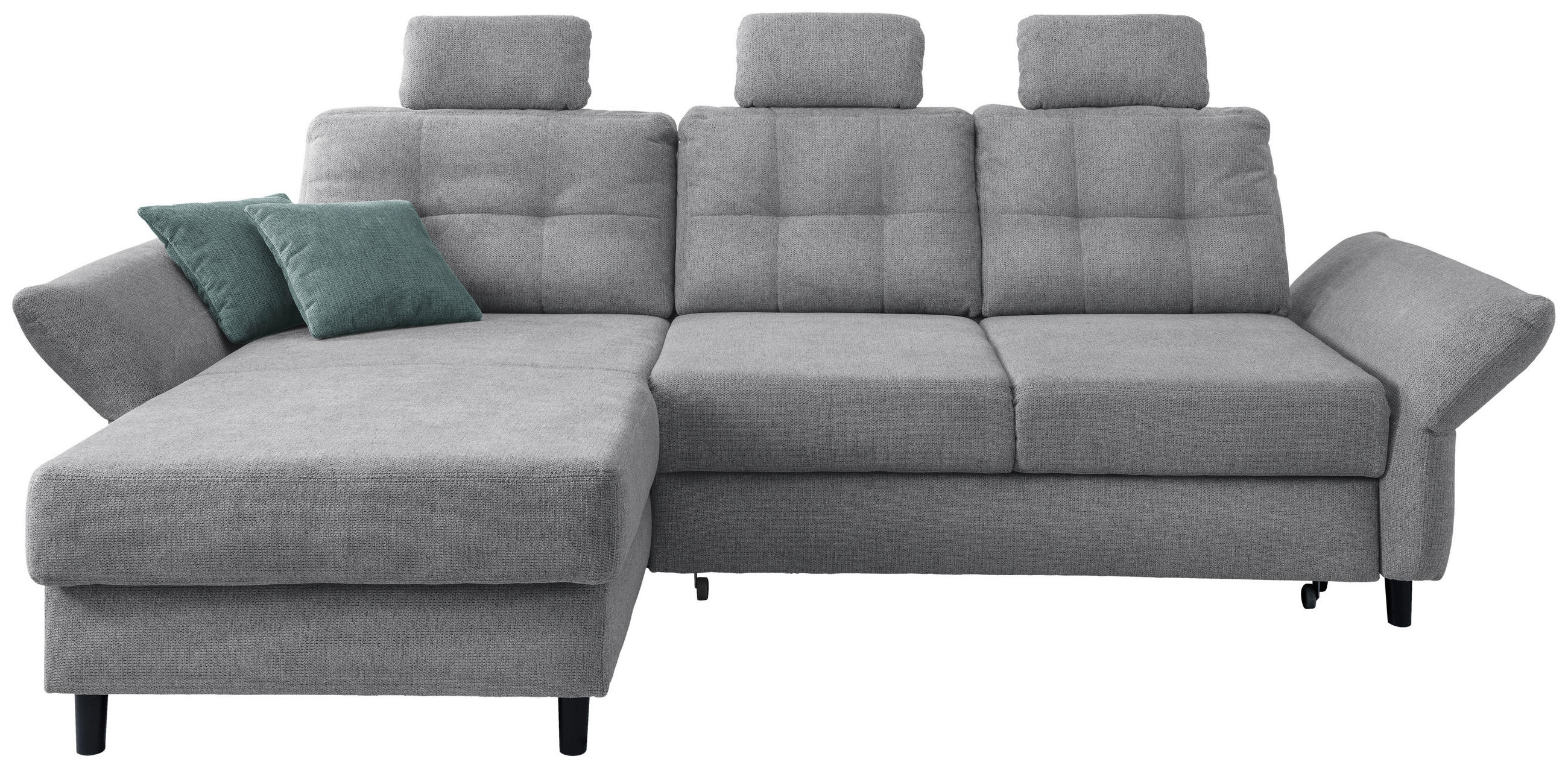 ECKSOFA in Chenille Silberfarben - Mintgrau/Silberfarben, Modern, Holz/Textil (176/250-280cm) - Livetastic