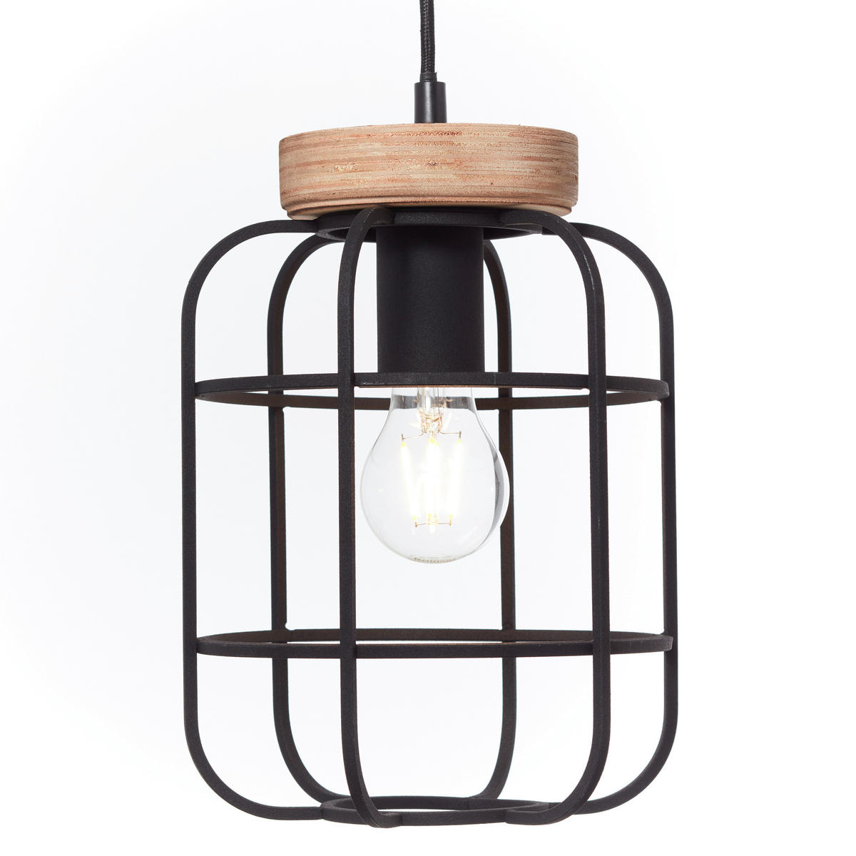 HÄNGELEUCHTE 100/20/142 cm    - Schwarz/Braun, Design, Holz/Metall (100/20/142cm) - Brilliant