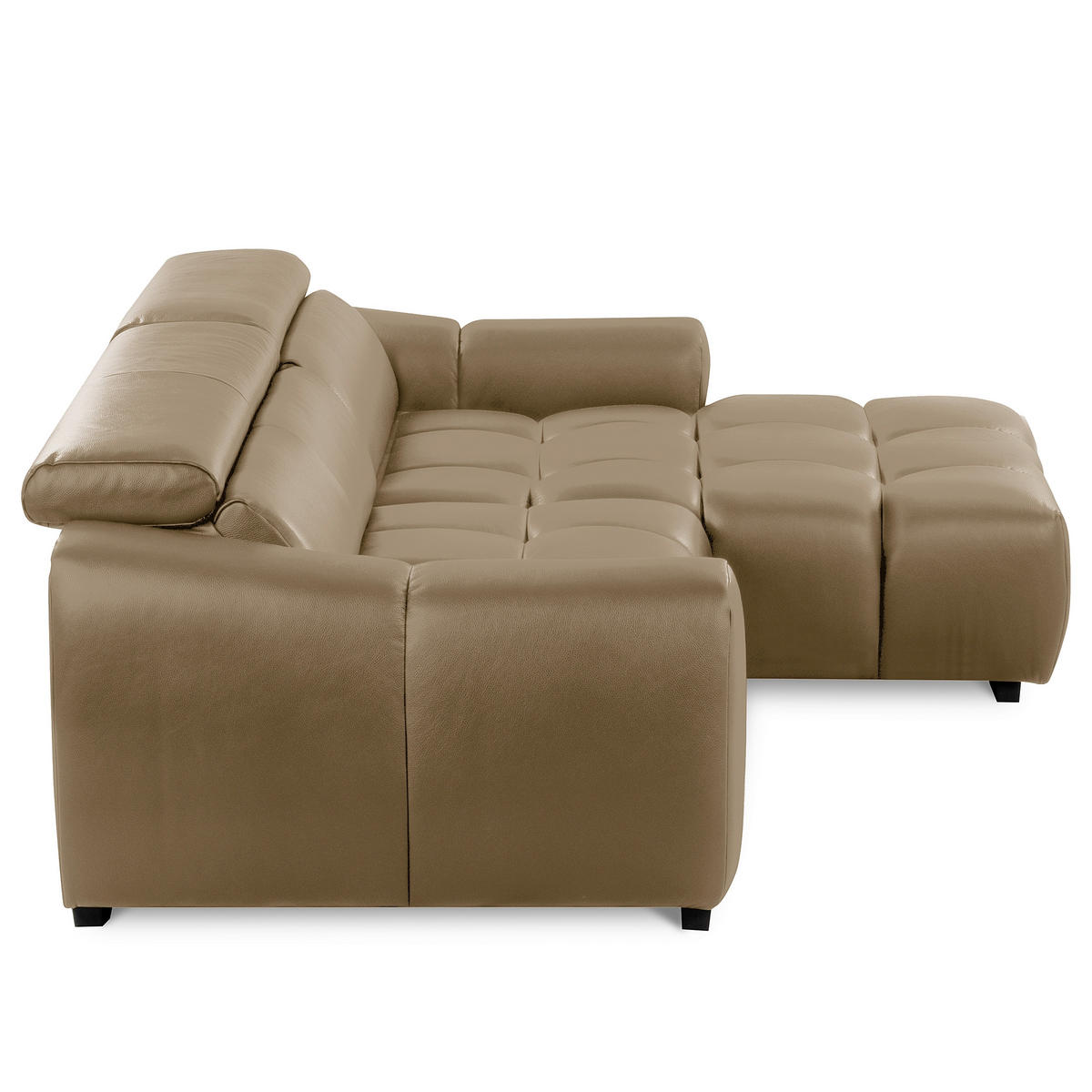 ECKSOFA  Echtleder Mokka  - Schwarz/Mokka, Design, Leder/Kunststoff (274/177cm) - Livetastic