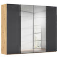 SCHWEBETÜRENSCHRANK 271/223/68 cm 4-türig Eiche Artisan, Grau  - Chromfarben/Eiche Artisan, Design, Glas/Holzwerkstoff (271/223/68cm) - Novel