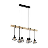 HÄNGELEUCHTE Townshend 100/20/110 cm   - Hellbraun/Schwarz, Design, Holz/Metall (100/20/110cm) - Eglo