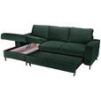 ECKSOFA Dunkelgrün Cord  - Dunkelgrün/Schwarz, KONVENTIONELL, Textil/Metall (150/240cm) - Carryhome