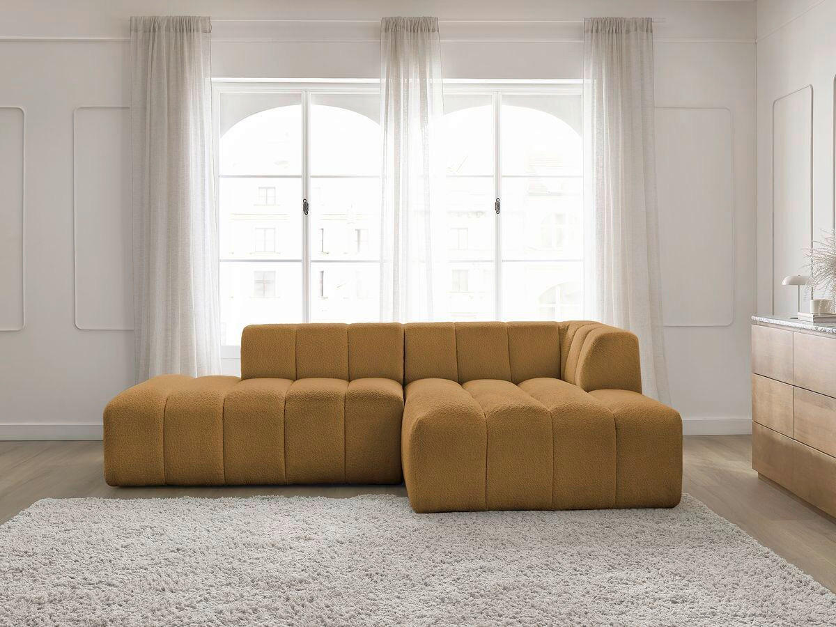ECKSOFA  ANNECY Gelb Bouclé  - Gelb/Schwarz, MODERN, Kunststoff/Textil (262/170cm)