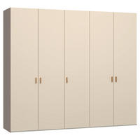 DREHTÜRENSCHRANK 253/220/59 cm,  in Creme, Hellbraun, 5-türig  - Hellbraun/Creme, Design, Glas/Holzwerkstoff (253/220/59cm) - Jutzler