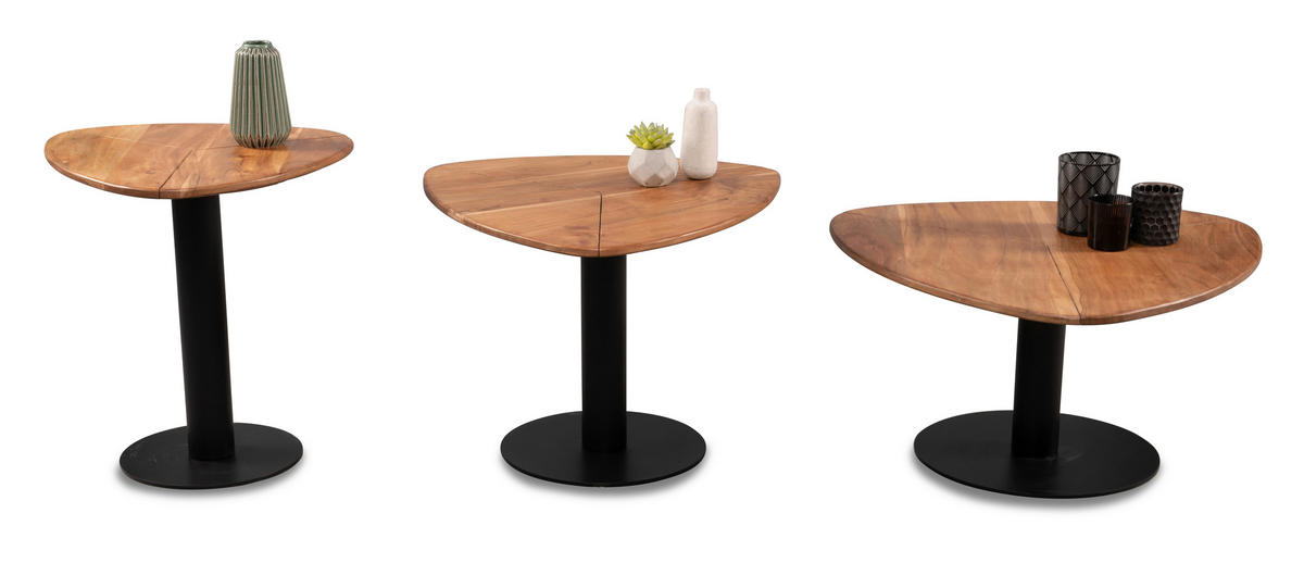 KONFERENČNÍ STOLEK, černá, barvy akácie, dřevo, kov, 70/70/36 cm - černá/barvy akácie, Trend, kov/dřevo (70/70/36cm) - Boxxx