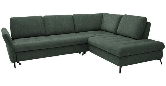 ECKSOFA in Bouclé Grün  - Schwarz/Grün, Natur, Textil/Metall (288/233cm) - Valnatura