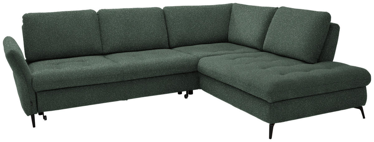 ECKSOFA in Bouclé Grün  - Schwarz/Grün, Natur, Textil/Metall (288/233cm) - Valnatura