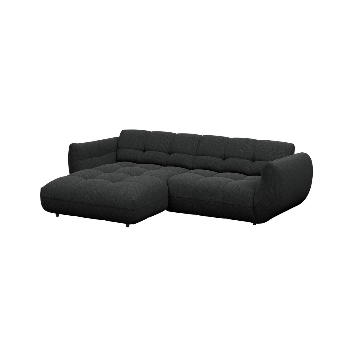 ECKSOFA Schwarz Chenille  - Dunkelgrün/Schwarz, Trend, Kunststoff/Textil (178/280cm) - MID.YOU