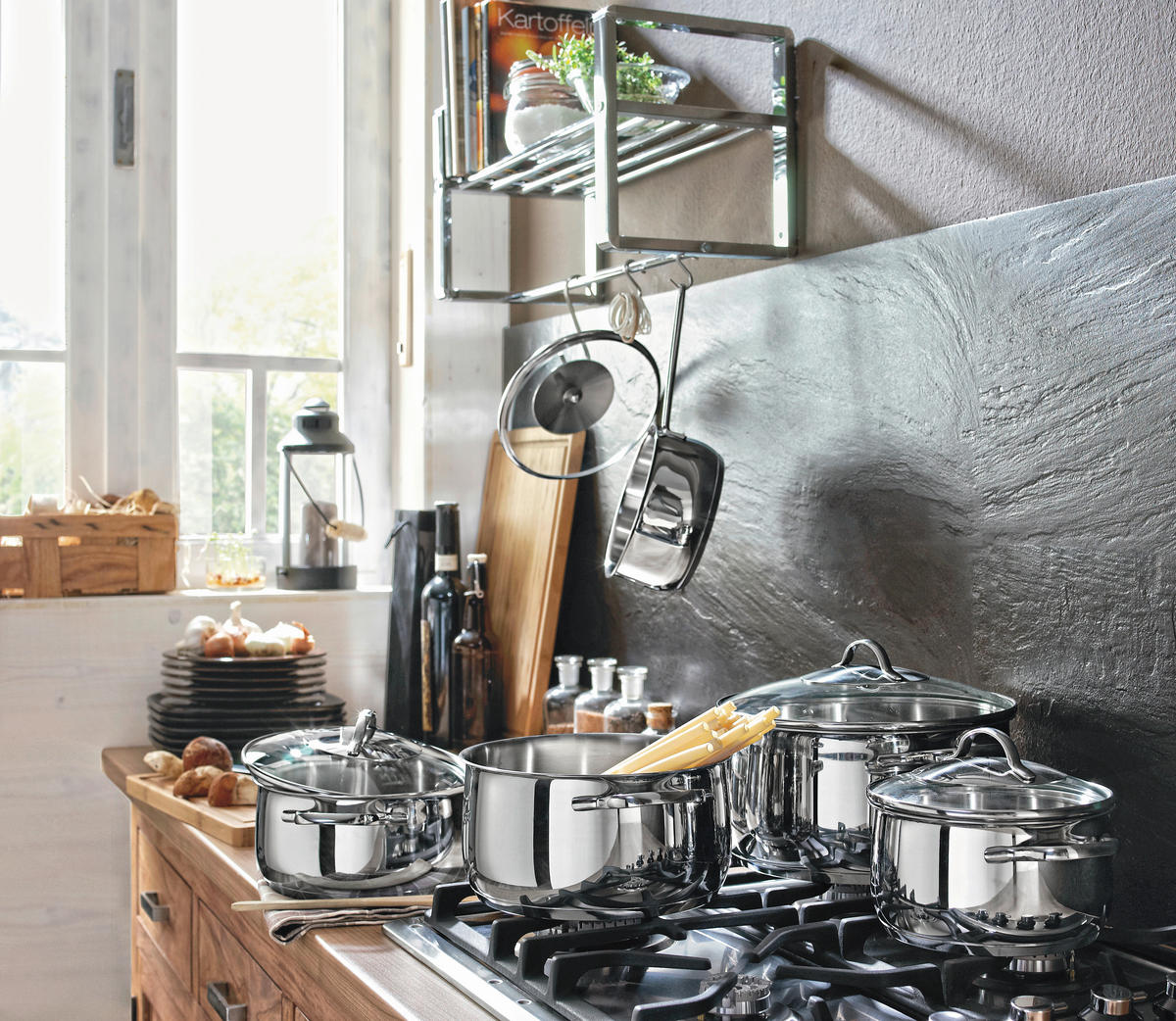 Kochtopfset TORRANO 5-teilig  - Basics, Glas/Metall - Kelomat