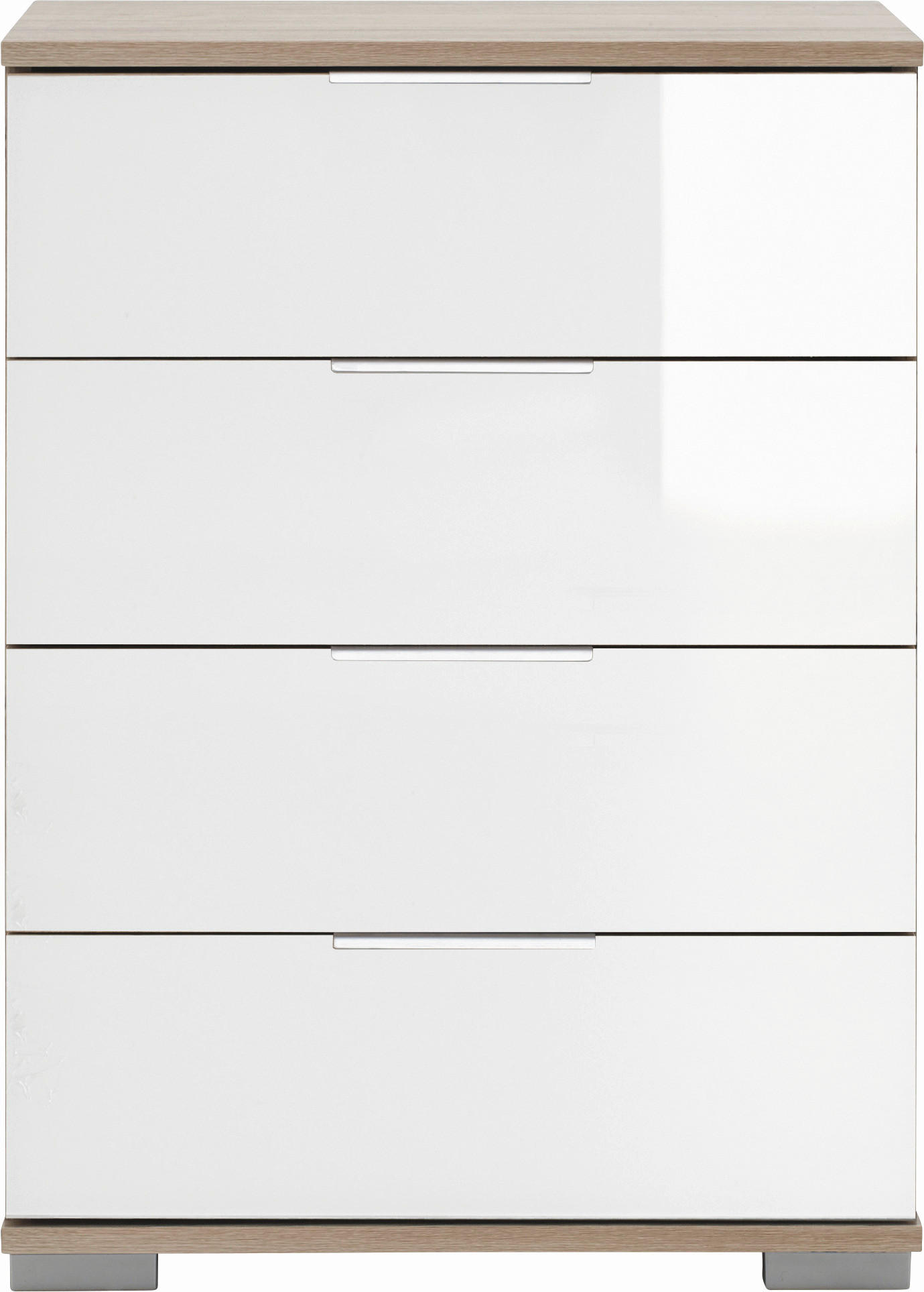 NOČNA OMARICA, bela, barve hrasta  - barve hrasta/bela, Design, kovina/umetna masa (52/74/38cm) - Carryhome