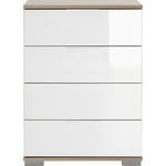 NACHTKÄSTCHEN in Weiß, Eichefarben  - Eichefarben/Alufarben, Design, Glas/Holzwerkstoff (52/74/38cm) - Carryhome