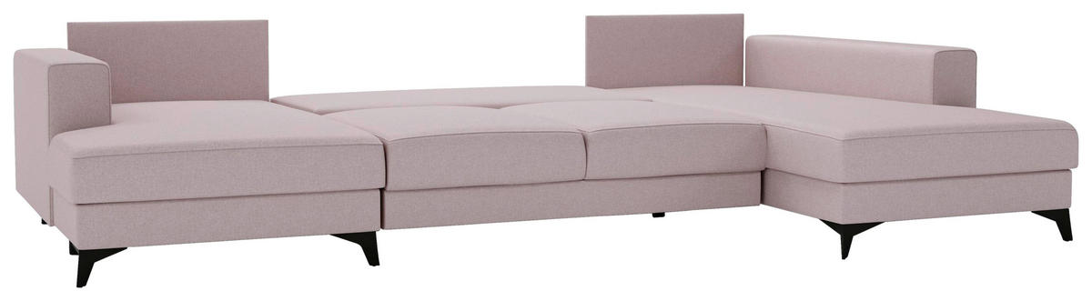 WOHNLANDSCHAFT in Flachgewebe Rosa  - Schwarz/Rosa, Design, Textil/Metall (156/339/190cm) - Livetastic