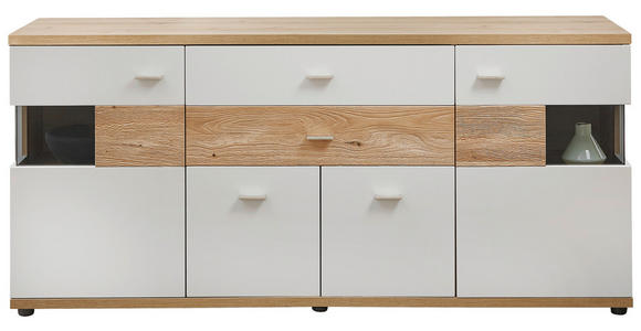 SIDEBOARD 174/77/48 cm  - Wildeiche/Hellgrau, Design, Glas/Holz (174/77/48cm) - Novel