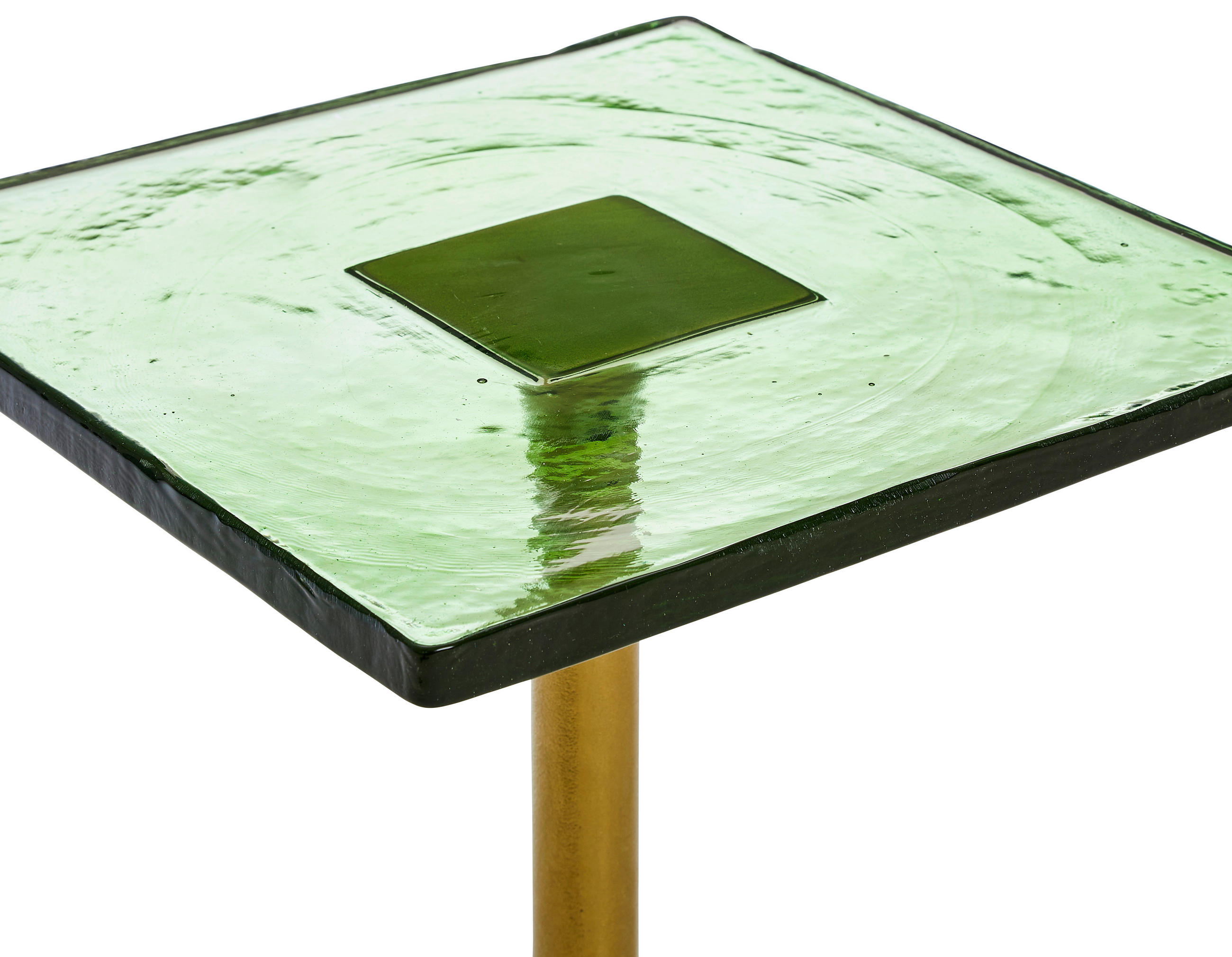 BEISTELLTISCH 35,5/35,5/51 cm Grün, Messingfarben quadratisch  - Messingfarben/Grün, Design, Glas/Metall (35,5/35,5/51cm) - Ambia Home