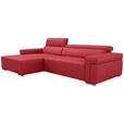 ECKSOFA DUA in Echtleder Rot  170/293 cm  - Chromfarben/Rot, Design, Leder/Metall (170/293cm) - Novel