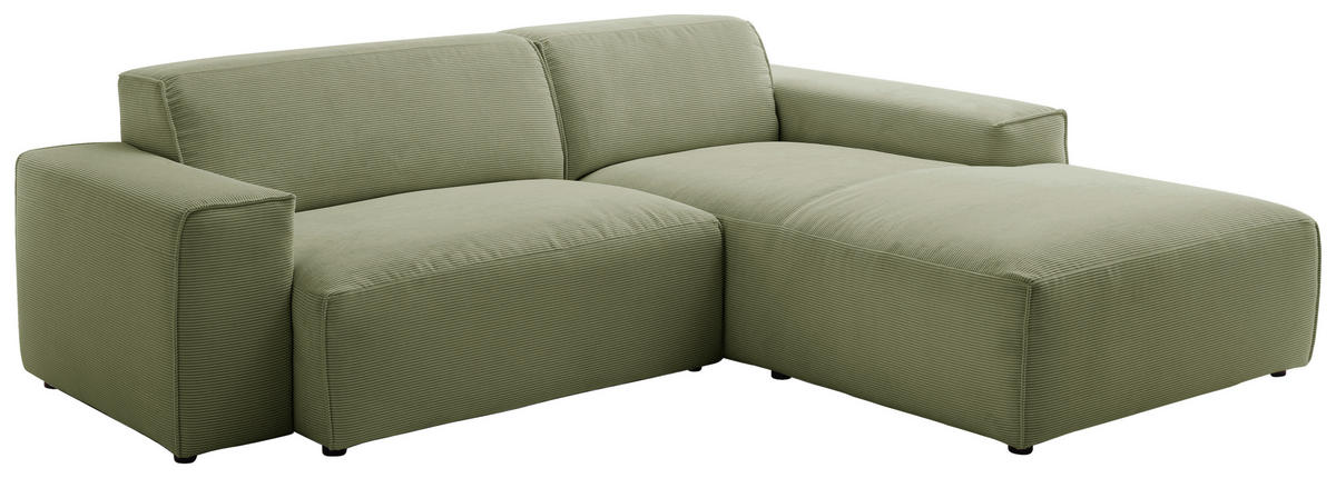 ECKSOFA in Cord Hellgrün  - Schwarz/Hellgrün, Design, Kunststoff/Textil (230/189cm) - Pure Home Lifestyle
