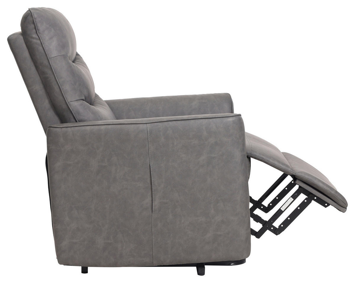 FERNSEHSESSEL in Lederlook Grau  - Schwarz/Grau, Konventionell, Textil/Metall (76/105/88cm) - MID.YOU