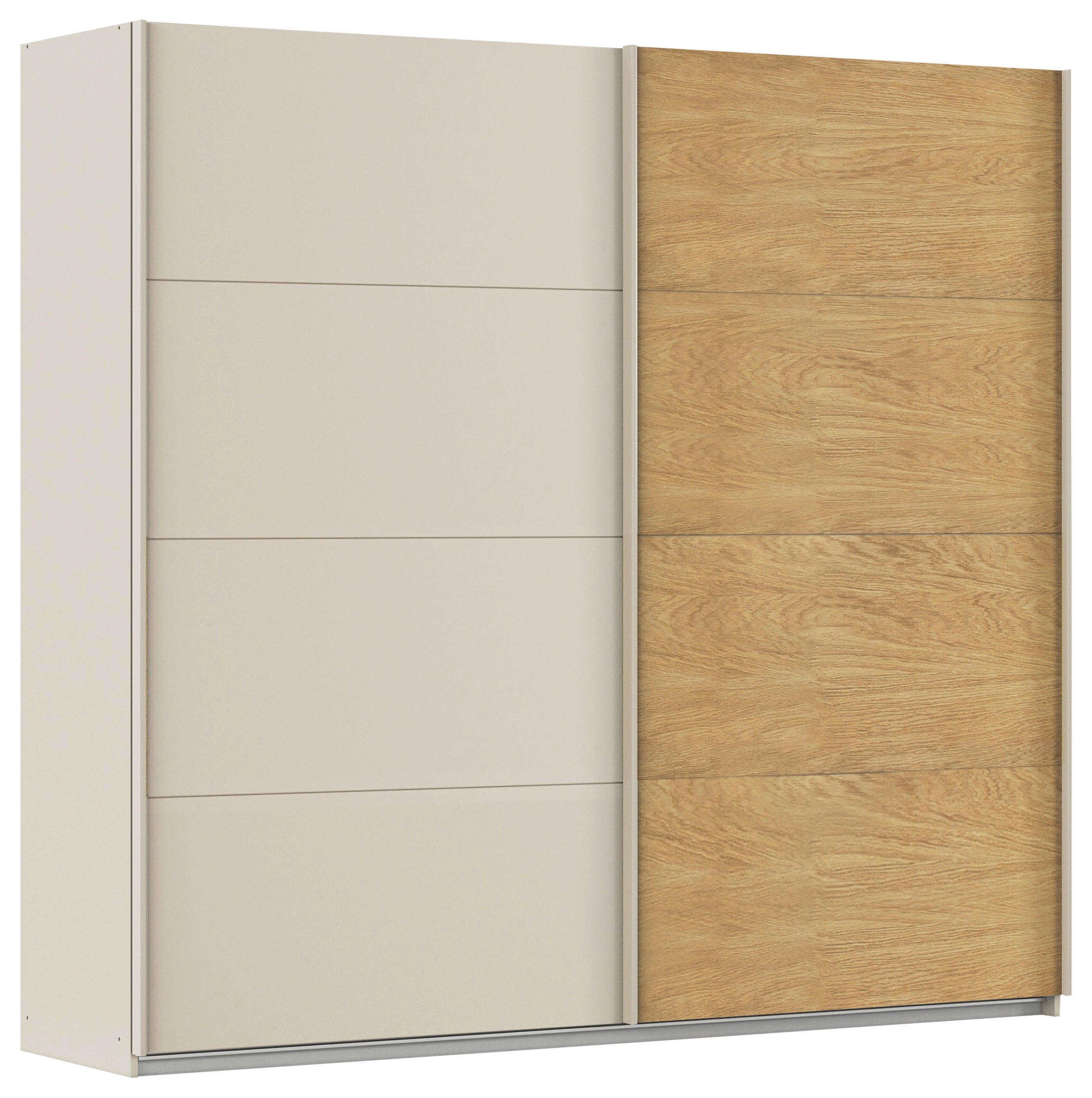 OMARA Z DRSNIMI VRATI, barve hrasta, barve šampanjca  - barve šampanjca/barve hrasta, Design, kovina/leseni material (271/210/62cm) - Hom`in