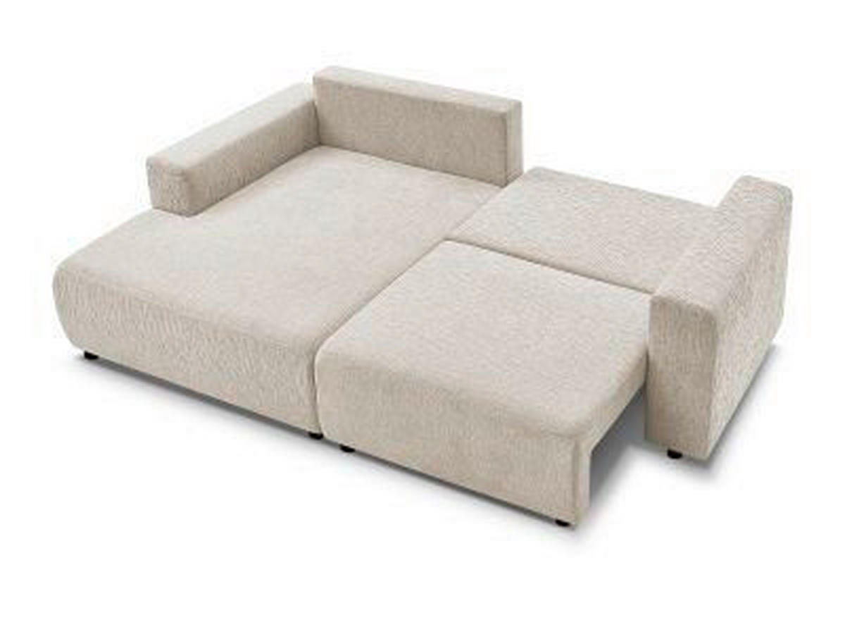 ECKSOFA Ottomane links  ATILLA Beige Struktur  - Beige/Schwarz, MODERN, Kunststoff/Textil (149/244cm)