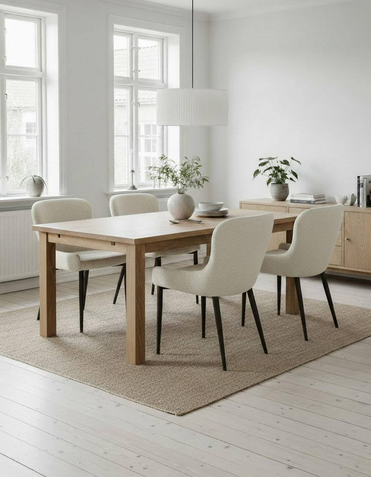 STOL 2 styck  bouclé  - vit/svart, Modern, metall/textil (52/82/60cm) - Livetastic