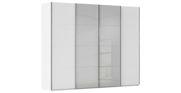 SCHWEBETÜRENSCHRANK 271/223/68 cm 4-türig Grau, Weiß  - Chromfarben/Weiß, KONVENTIONELL, Glas/Holzwerkstoff (271/223/68cm) - Novel