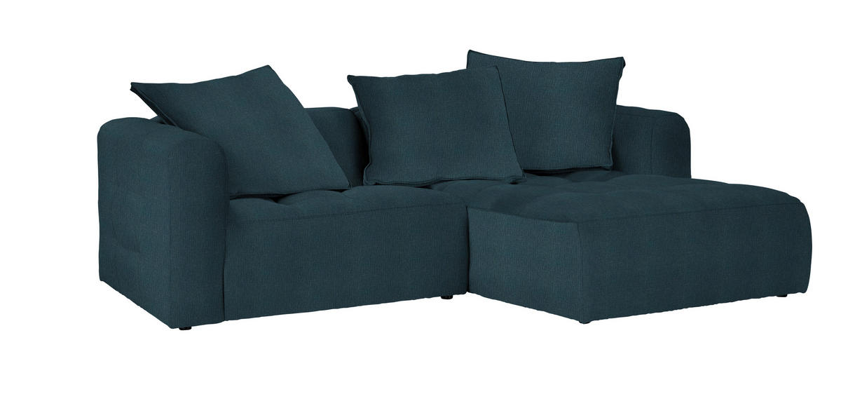 ECKSOFA in Chenille Blau  - Blau/Schwarz, Lifestyle, Kunststoff/Textil (240/173cm) - Stylife
