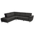 ECKSOFA in Echtleder Dunkelbraun  - Dunkelbraun/Alufarben, Design, Leder/Metall (242/271cm) - Cantus