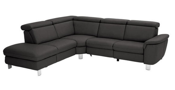 ECKSOFA in Echtleder Dunkelbraun  - Dunkelbraun/Alufarben, Design, Leder/Metall (242/271cm) - Cantus