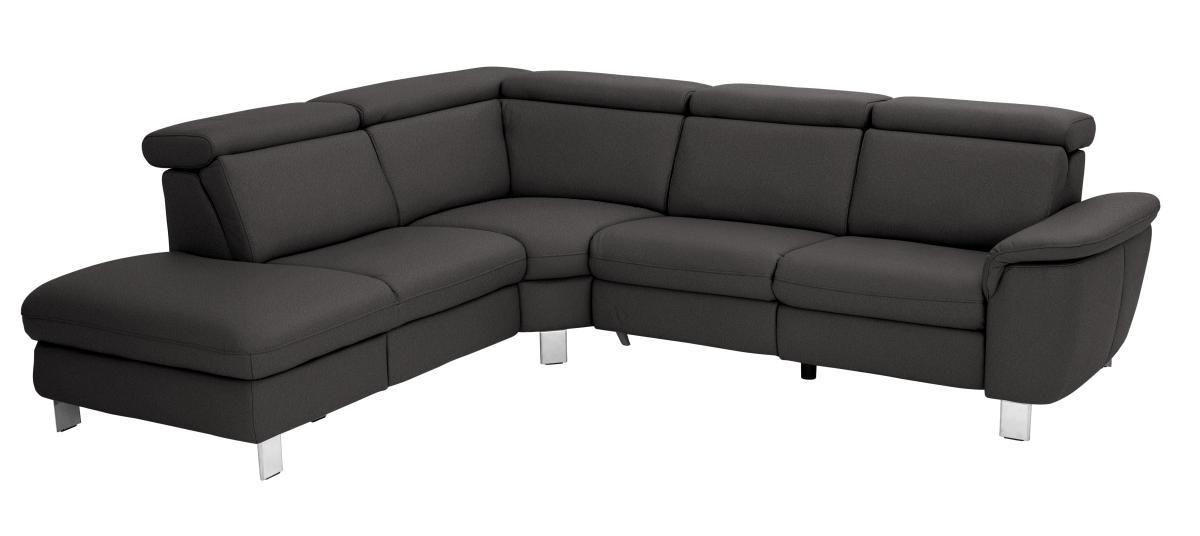 ECKSOFA in Echtleder Dunkelbraun  - Dunkelbraun/Alufarben, Design, Leder/Metall (239/271cm) - Cantus