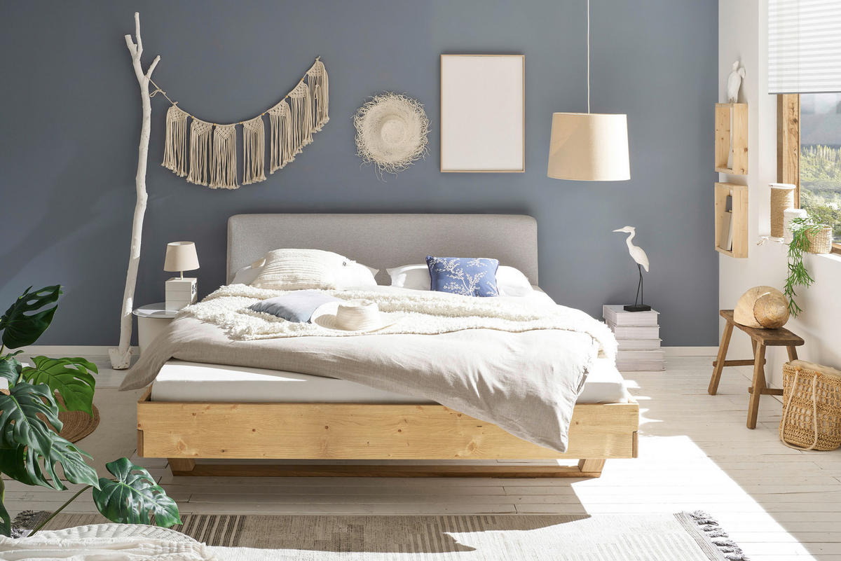 BETT 180/200 cm  in Fichtefarben  - Fichtefarben/Hellgrau, MODERN, Holz (180/200cm) - MID.YOU