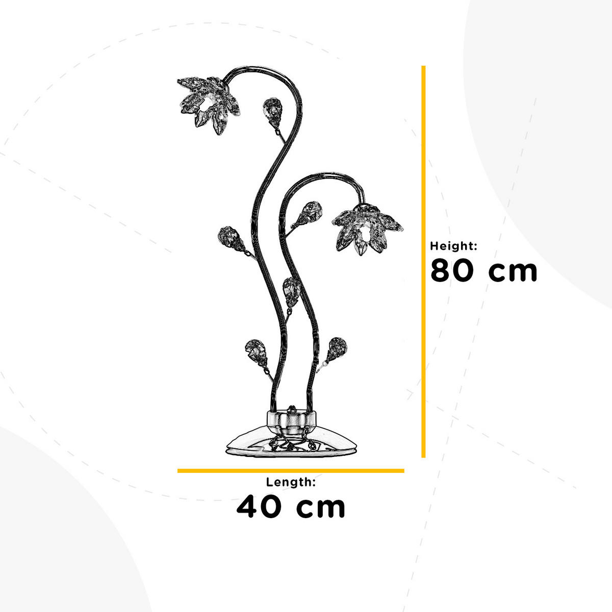 KRISTALL-TISCHLEUCHTE 40/80 cm   - Chromfarben, KONVENTIONELL, Glas/Metall (40/80cm)