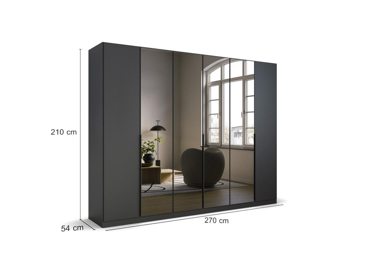DREHTÜRENSCHRANK in Grau  - Grau, Modern, Holzwerkstoff/Metall (271/210/54cm) - Rauch Möbel