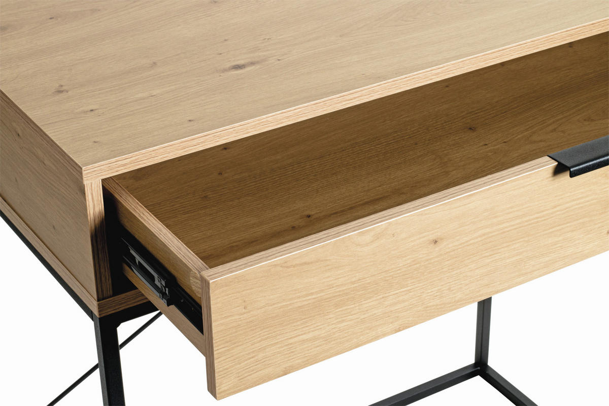 KONSOLENTISCH Schwarz, Eichefarben  - Eichefarben/Schwarz, Design, Holzwerkstoff/Metall (80/46/79cm)