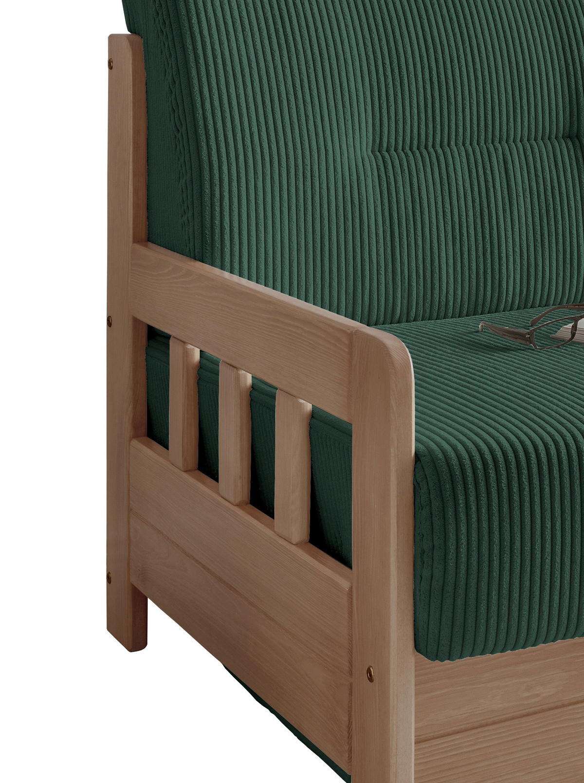 SCHLAFSOFA Cord Naturfarben, Dunkelgrün  - Dunkelgrün/Naturfarben, MODERN, Textil (154/88/90cm) - Livetastic